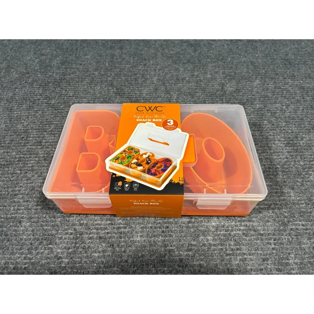 Cook With Color Halloween BOO Snack Box Divided Serving Tray Party Work Orange